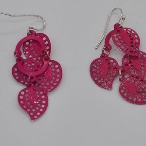 Modern Beautiful Dangle Pink Leaf Fun Hook Earrings Fun Color